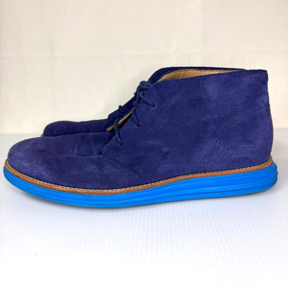 COLE HAAN Lunargrand Chukka Boots Men's 9 Blue Suede Lace Up Ankle Boot Colorful - Picture 2 of 12